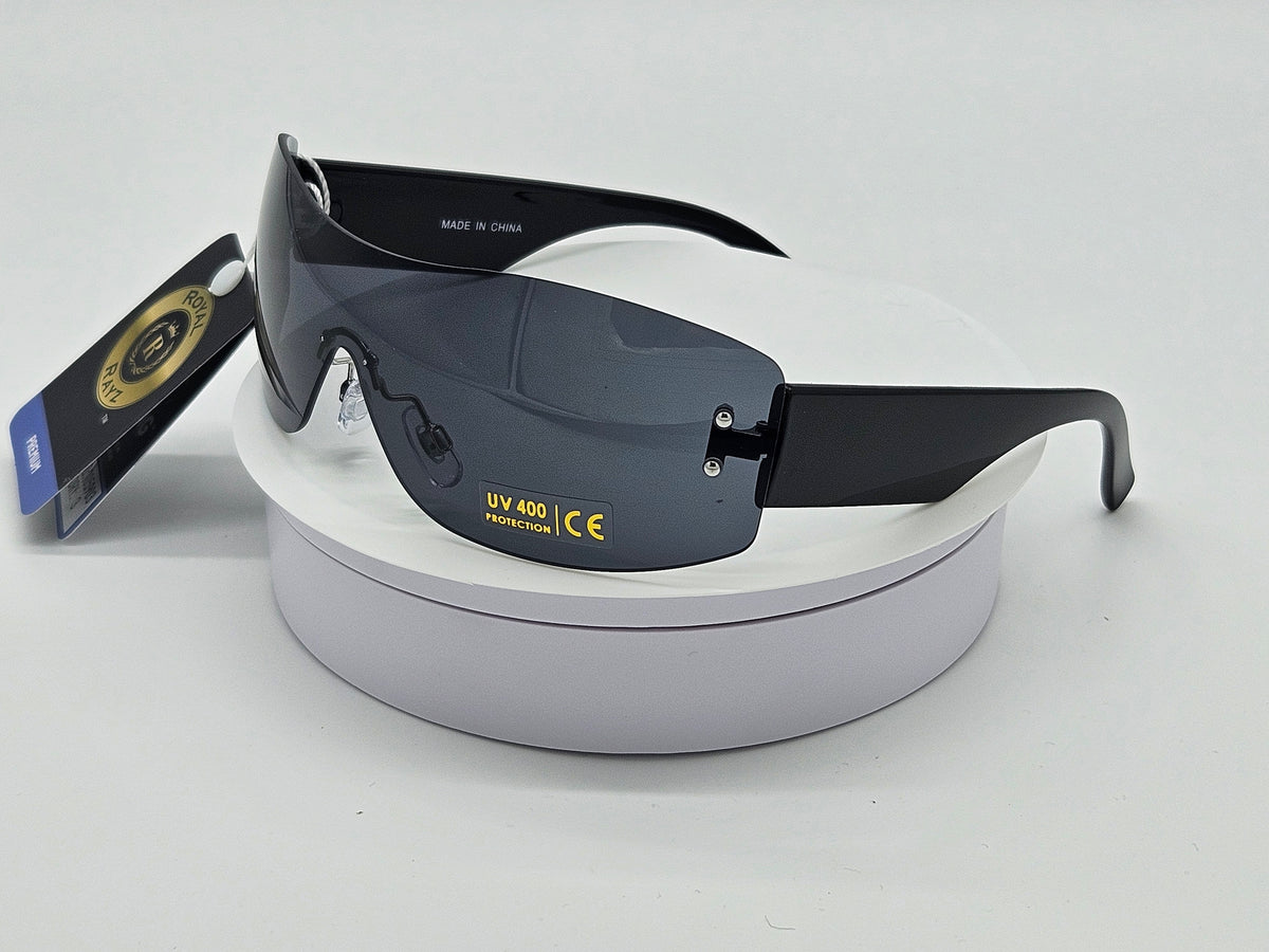 Royal Rayz Matte Shield Sunglasses – Black, Smoke Lens