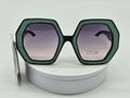 Royal Rayz Glitter Hexagon Sunglasses – Black & Sage Green, Grey-Lavender Gradient Lens