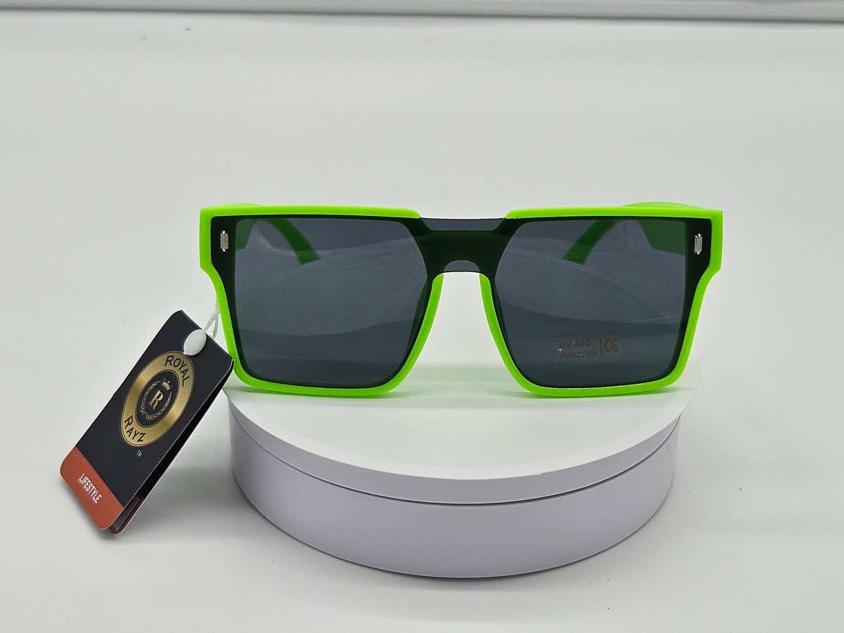 Royal Rayz Neon Flat-Top Sunglasses – Neon Green, Grey Lens
