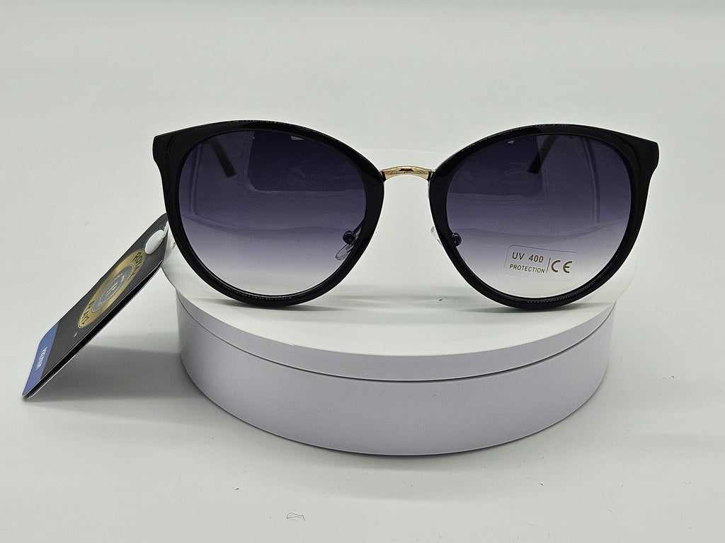 Royal Rayz Gold-Bridge Round Sunglasses – Black, Grey Gradient Lens