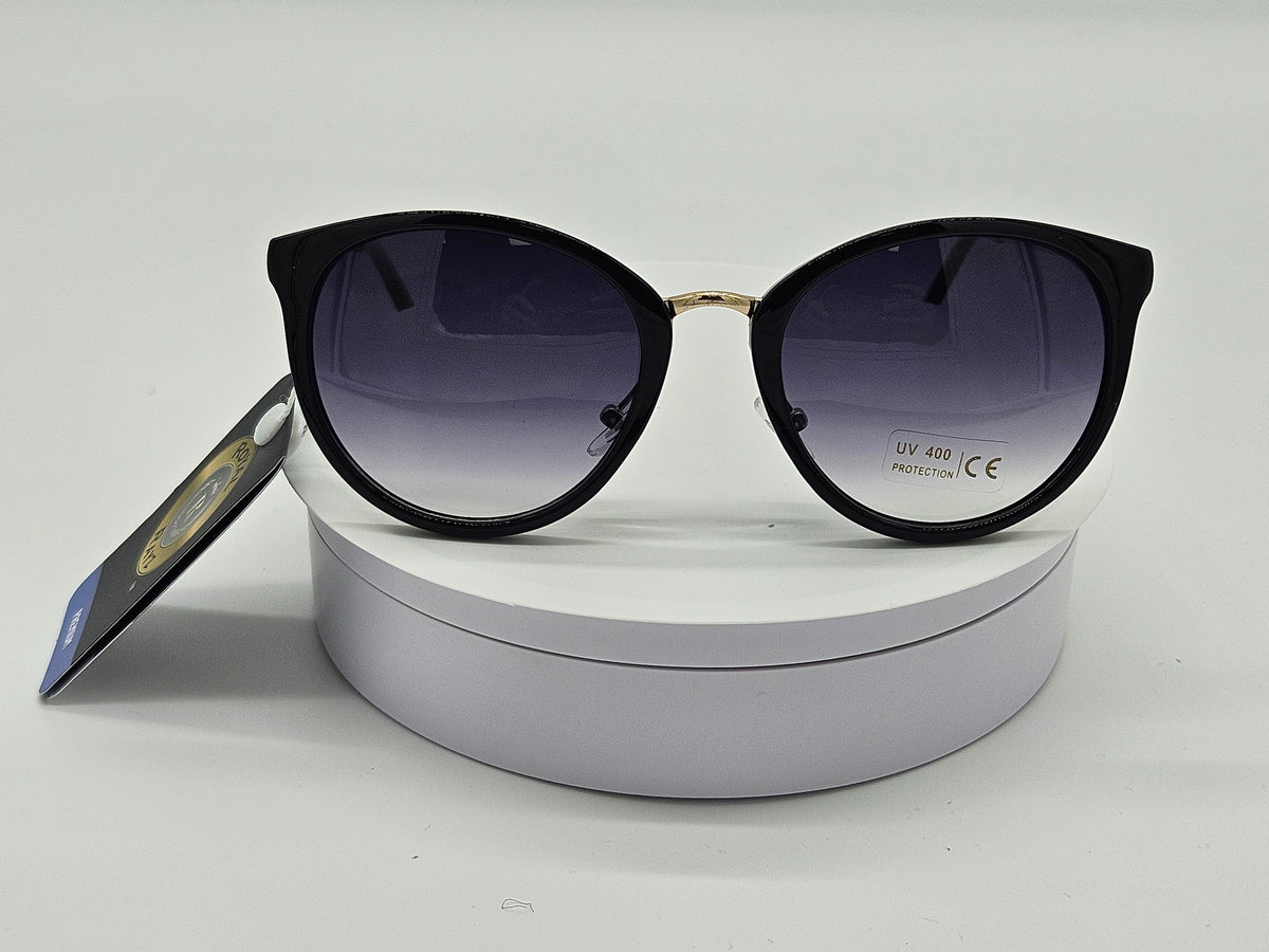 Royal Rayz Gold-Bridge Round Sunglasses – Black, Grey Gradient Lens