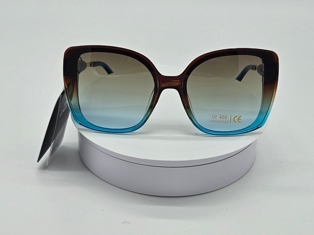 Oversized Brown-to-Blue Gradient Square Sunglasses