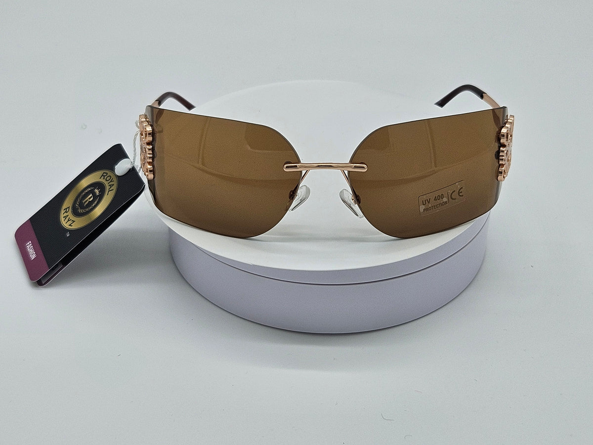 Rose-Gold Filigree Rimless Sunglasses