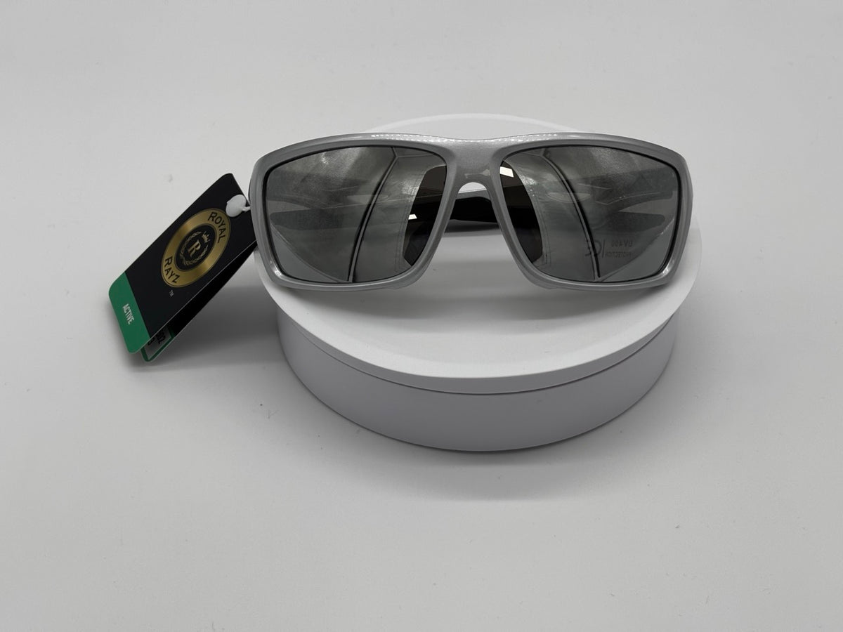 Grey Sport Wraparound Sunglasses with Mirror Lens