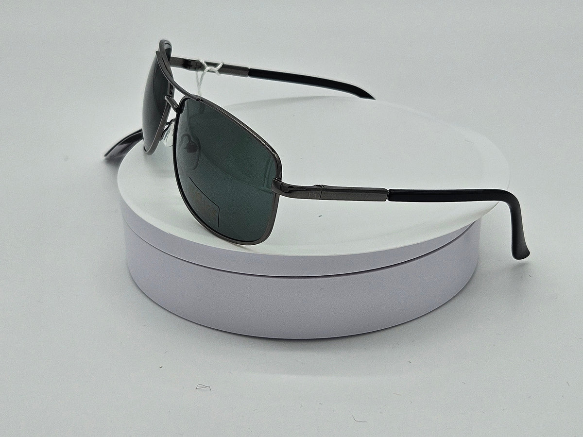 Gunmetal Aviator Sunglasses with Green Lens