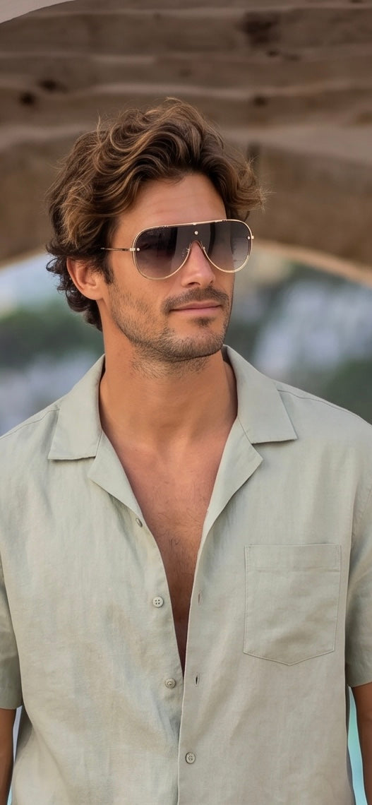 Royal Rayz Gold Shield Sunglasses – Gold, Smoke Gradient Lens