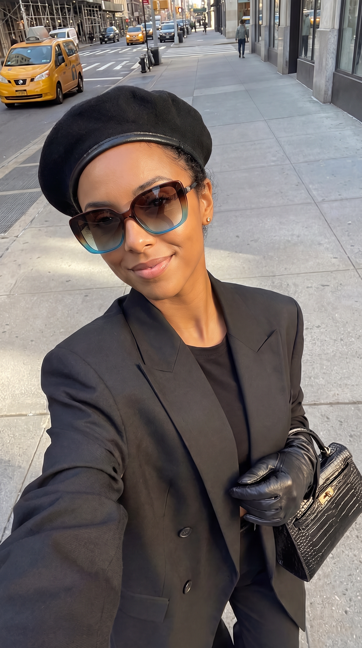 Oversized Brown-to-Blue Gradient Square Sunglasses