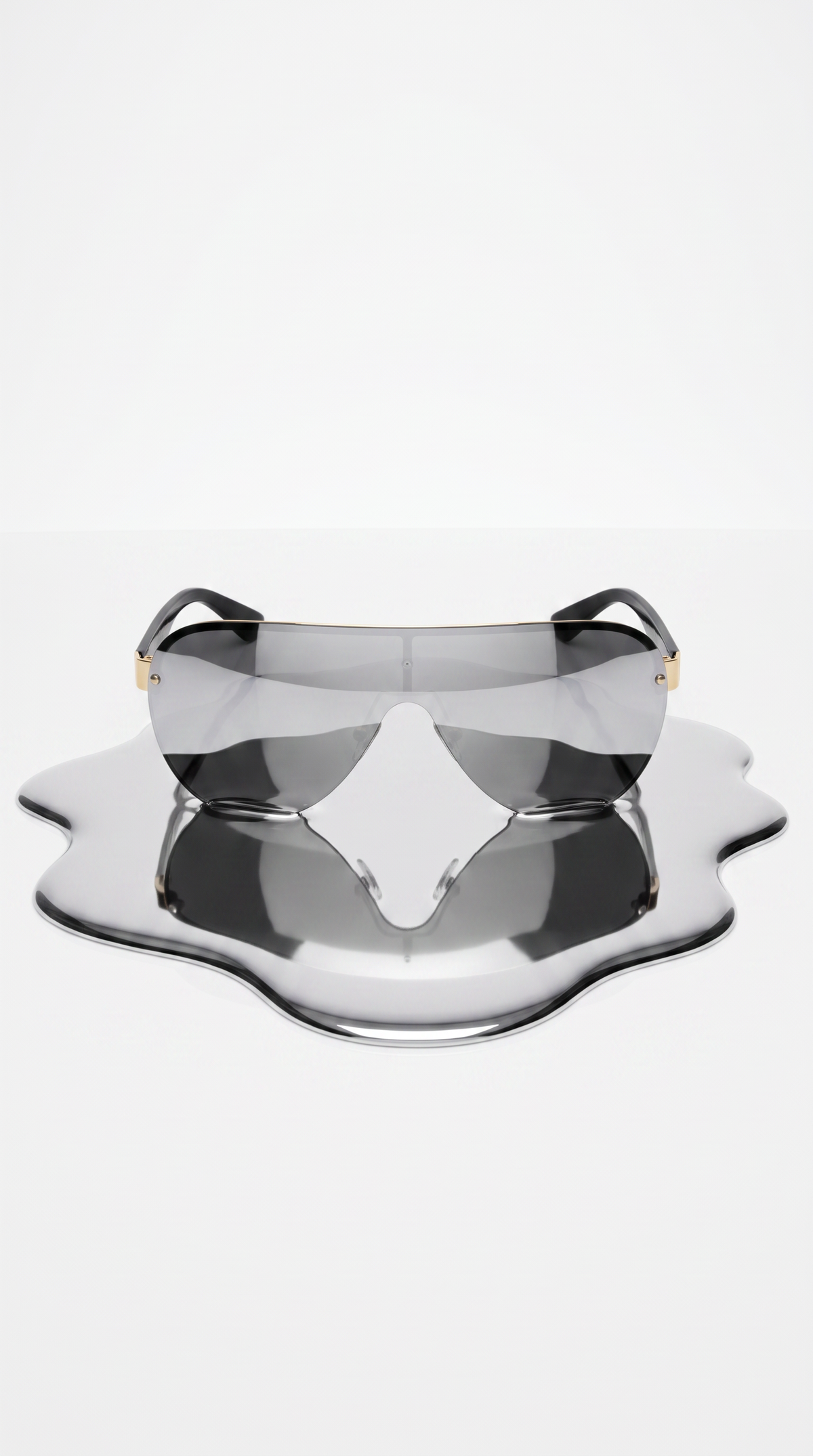 Royal Rayz Silver Shield Sunglasses – Black & Gold, Silver Mirror Lens