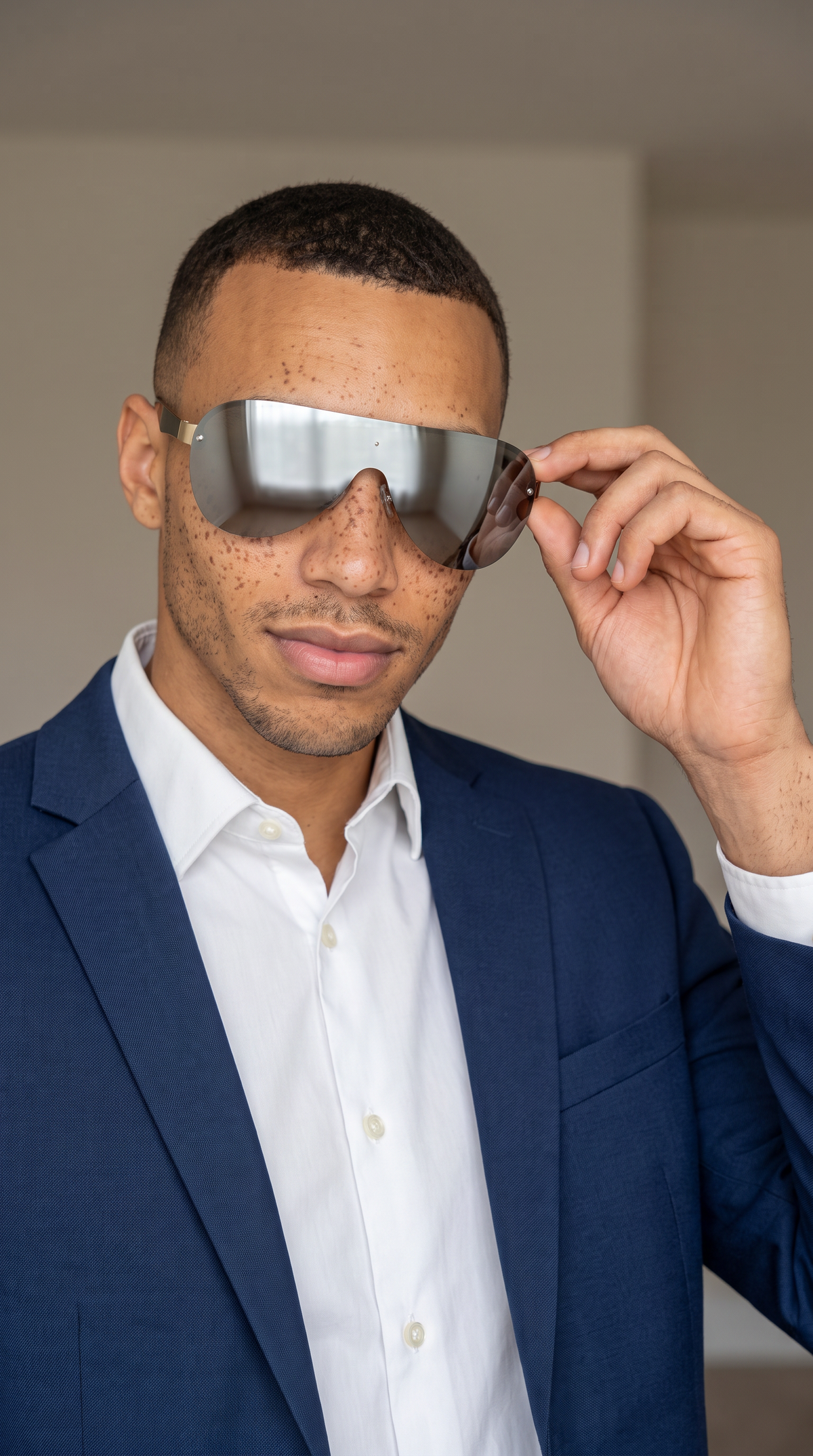 Royal Rayz Silver Shield Sunglasses – Black & Gold, Silver Mirror Lens