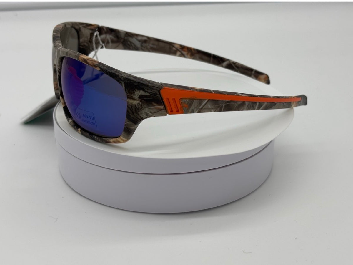 Royal Rayz Camo Wrap Sunglasses – Camo & Orange, Blue Mirror Lens