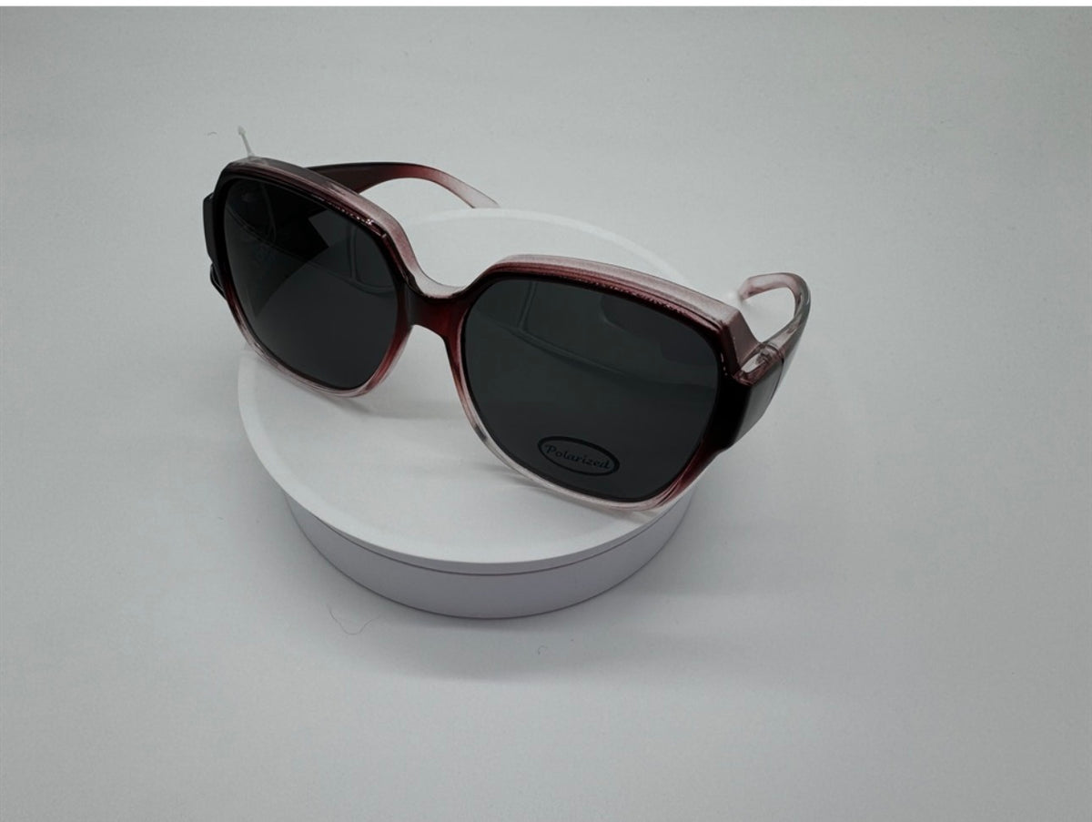 Burgundy Gradient Square Sunglasses Polarized