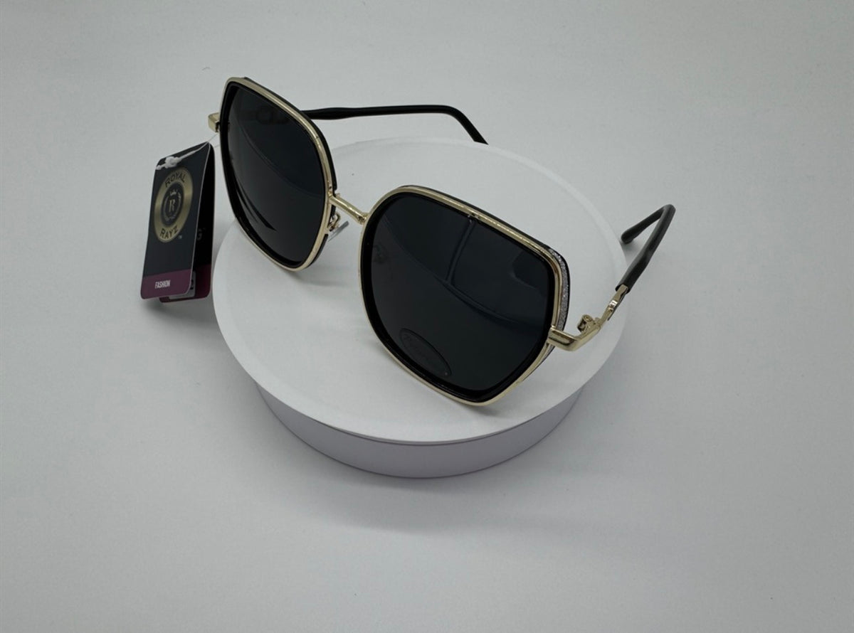 Gold Square Sunglasses with Black Accent