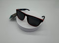 Black Square Sunglasses with Red Accent Polarized