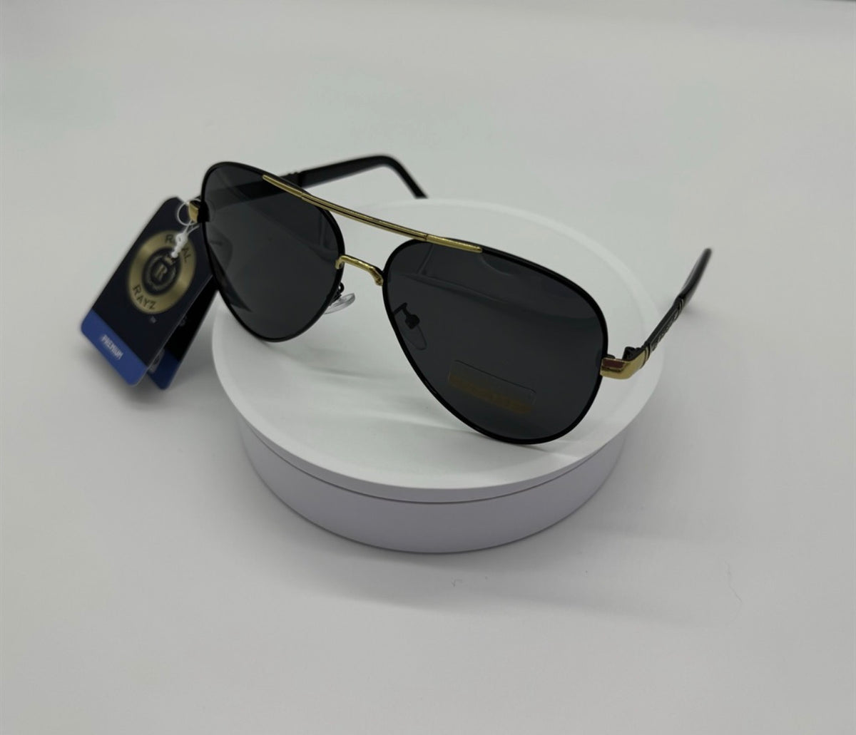 Slim Bridge Aviator Sunglasses — Black & Gold