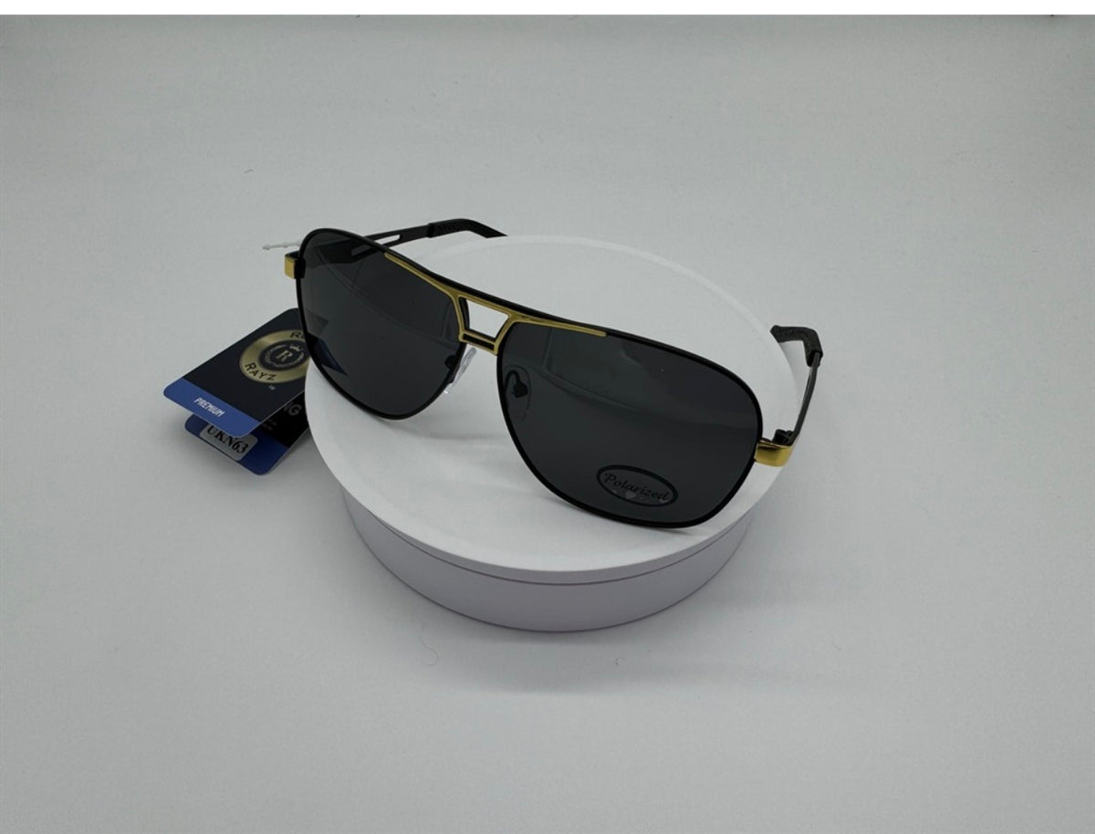 Gold Keyhole Aviator Sunglasses — Black & Gold