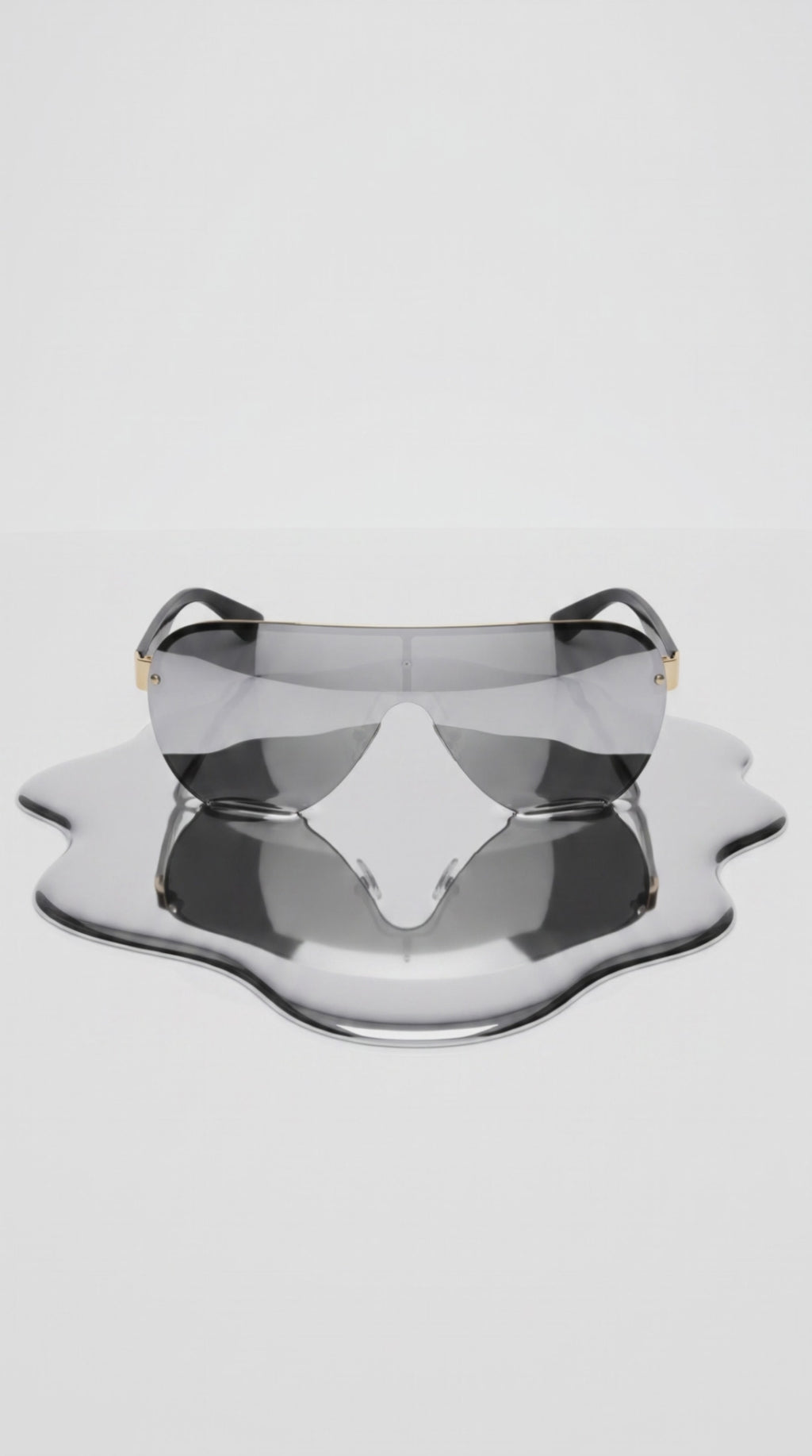 Royal Rayz Silver Shield Sunglasses – Black & Gold, Silver Mirror Lens